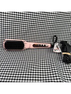L’ange Le Vite Ceramic Straightening Brush Pink Heated Hair Straightener Ionic